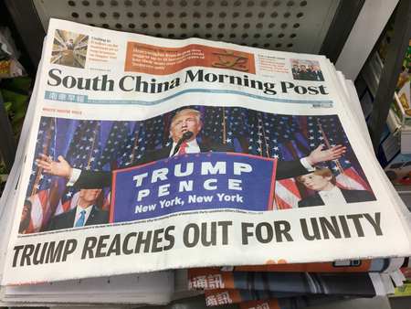 The front page of the South China Morning Post, Nov. 10 2016.