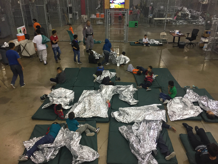 Photo inside U.S. Customs and Border Protection (CBP) detention facility shows detainees inside fenced areas at Rio Grande Valley Centralized Processing Center in Texas. Picture taken on June 17, 2018, provided by US Customs and Border Protection.