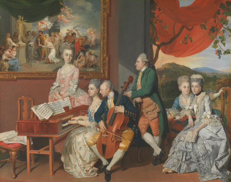 Oil painting: &quot;The Gore Family with George, third Earl Cowper&quot; by Johan Joseph Zoffany RA, circa 1775.