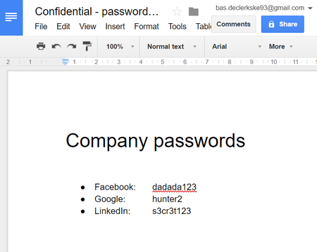 confidential google doc