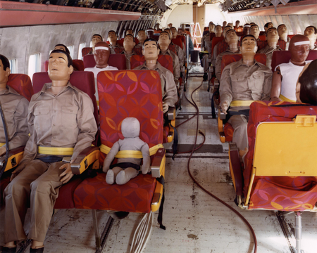 Passenger dummies inside the CID test plane.