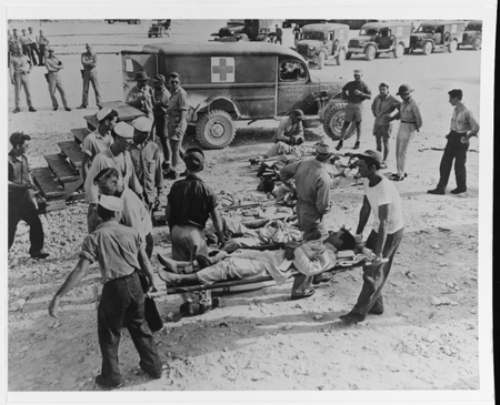Indianapolis&#039; survivors en route to a hospital following their rescue, circa early August 1945.