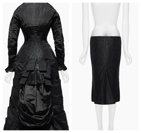 An afternoon dress from 1877 with Alexander McQueen&#039;s &quot;Bumster&quot; Skirt.