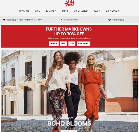 H&amp;M homepage