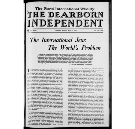 The front page of Dearborn Independent from May 1920
