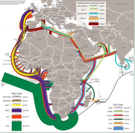 africa map of fiber optic cable
