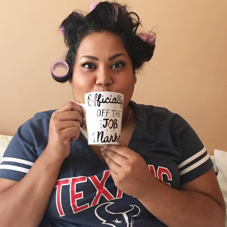 Benita Abraham and her job offer commemorating mug