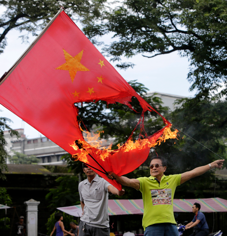 Protesting China&#039;s &quot;sovereignty patrols&quot; around Reed Bank in 2014.