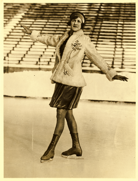 (Original Caption) Miss Constance Wilson, woman figure skating champion of canada and the United States, photographed while training here for the world championship meeting at New York February 3-5. (Photo by George Rinhart/Corbis via Getty Images)