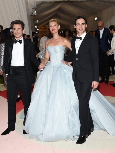 Hugh Dancy, from left, Claire Danes and Zac Posen arrive at The Metropolitan Museum of Art Costume Institute Benefit Gala, celebrating the opening of &quot;Manus x Machina: Fashion in an Age of Technology&quot; on Monday, May 2, 2016, in New York. (Photo by Evan Agostini/Invision/AP)