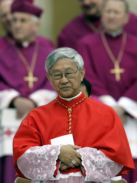 Hong Kong&#039;s Bishop Joseph Zen Ze-kiun attends a ceremony to be elevated to cardinal by [Pope Benedict XVI] at the Vatican March 24, 2006. Pope Benedict installs his first group of new cardinals on Friday, elevating a familiar face and some surprising choices to the exclusive Roman Catholic club that advises him and will one day elect his successor.