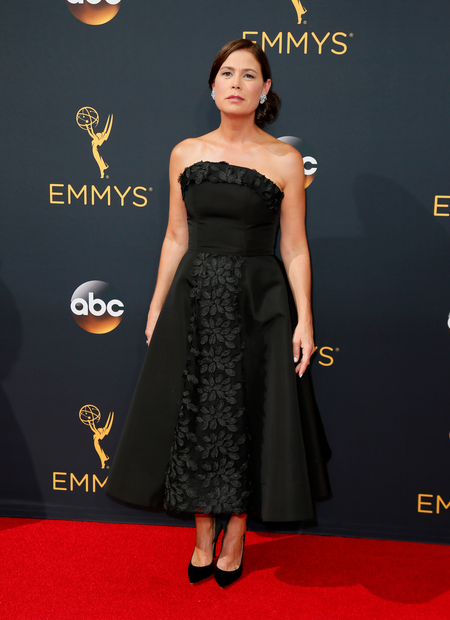 Maura Tierney arrives at the 68th Primetime Emmy Awards on Sunday, Sept. 18, 2016, at the Microsoft Theater in Los Angeles. (Photo by Danny Moloshok/Invision for the Television Academy/AP Images)