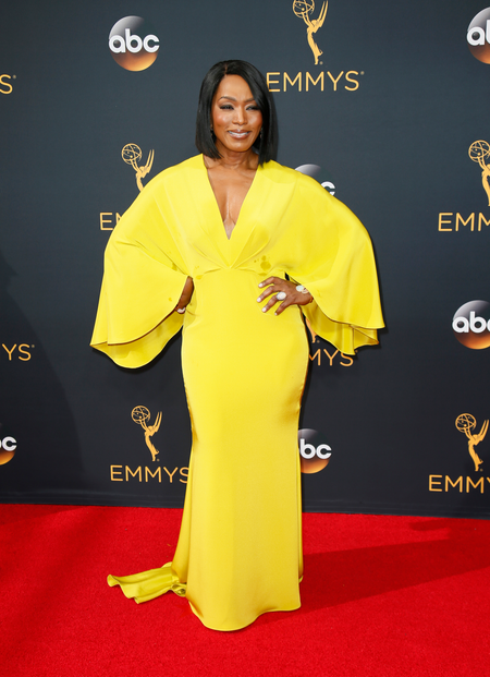 IMAGE DISTRIBUTED FOR THE TELEVISION ACADEMY - Angela Bassett arrives at the 68th Primetime Emmy Awards on Sunday, Sept. 18, 2016, at the Microsoft Theater in Los Angeles. (Photo by Danny Moloshok/Invision for the Television Academy/AP Images)