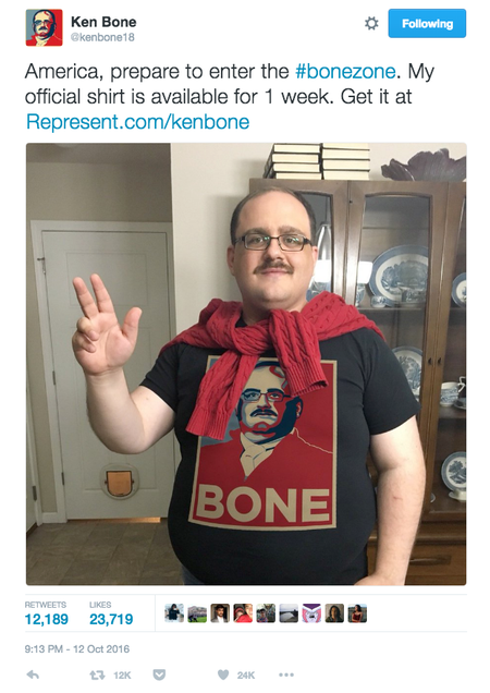 Ken Bone tweets about his new t-shirts