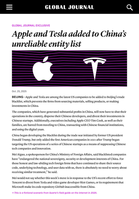 In our fictional example, we imagine Beijing retaliating after Washington has forced WeChat’s parent Tencent, which is also dominant in video games, to sell off its stakes in US game developers.