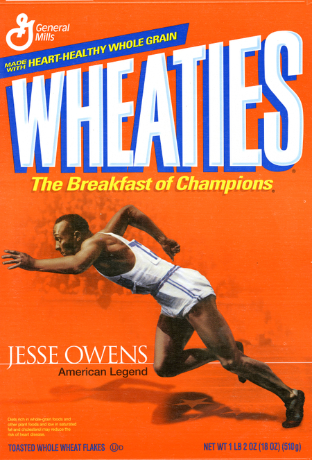 Jesse Owens on the Wheaties box.