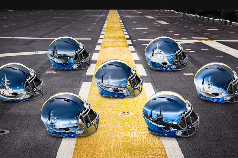 Illustration for article titled Navy's Helmets for the Army-Navy Game Are Sweet
