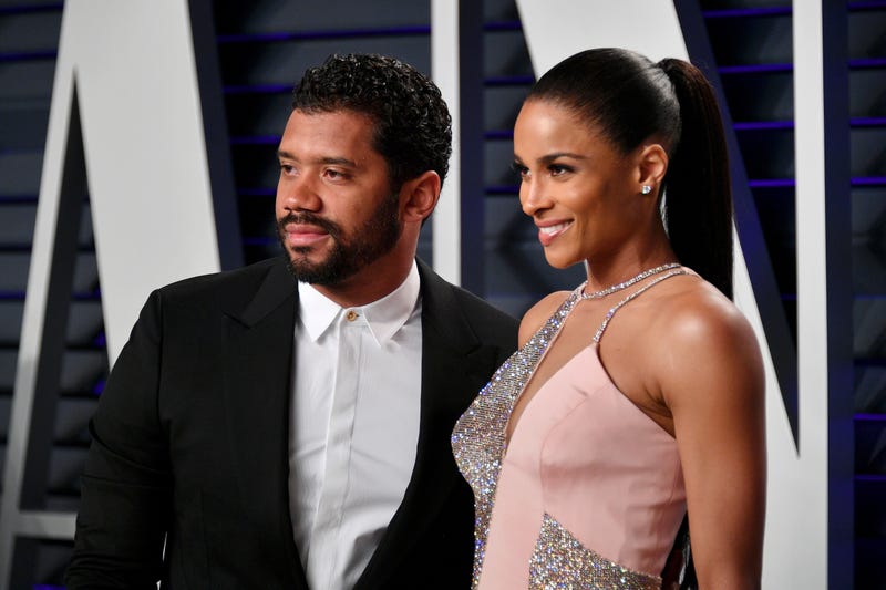 Russell Wilson (L) and Ciara attend the 2019 Vanity Fair Oscar Party hosted by Radhika Jones at Wallis Annenberg Center for the Performing Arts on February 24, 2019 in Beverly Hills, California.