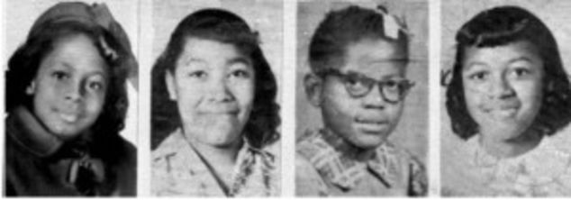 Four little girls: Addie Mae Collins, 14, Cynthia Wesley, 14, Carole Robertson, 14, and Carol Denise McNair, 11, killed in the bomb blast at the Sixteenth Street Baptist Church on Sept. 15, 1963
