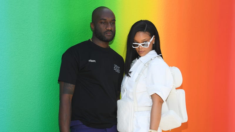 Virgil Abloh and Rihanna after the Louis Vuitton Menswear Spring/Summer 2019 show as part of Paris Fashion Week on June 21, 2018, in Paris.