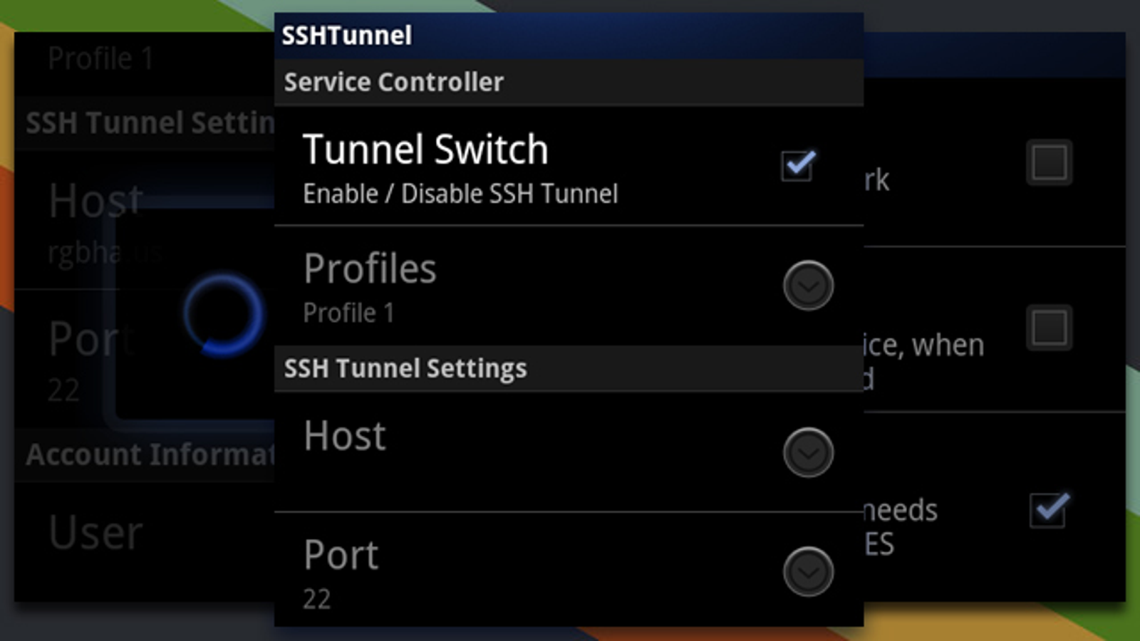 andeoid make single app use ssh tunnel