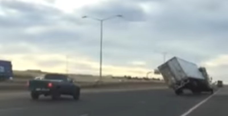 Illustration for article titled Watch A Semi Truck Get Knocked Over By Nothing But The Wind On The Highway
