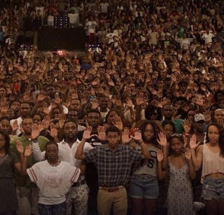Howard University students posing for a #DontShoot photo posted on Twitter Aug. 13, 2014.Megan Sims via Twitter