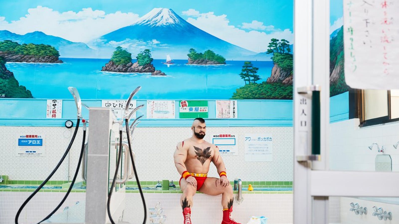 Zangief Cosplay Visits A Japanese Public Bath