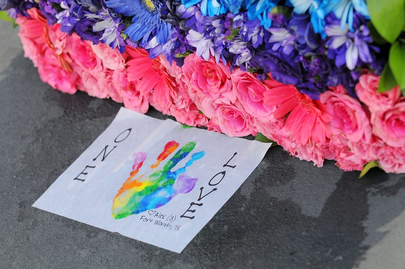 Flowers laid for the victims of the Pulse nightclub shooting in June 2016.