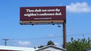 Illustration for article titled Texas A&M Fans Provoke Baylor With Waco Billboard: "Thou Shalt Not Covet Thy Neighbor's Conference Deal"