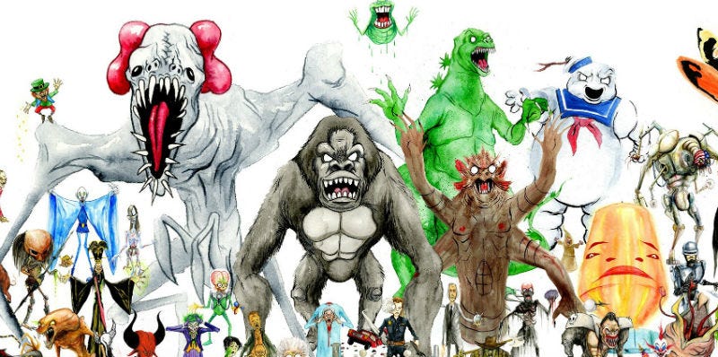 Illustration for article titled Can You Name All 185 Movie Monsters on This Crazy Poster?