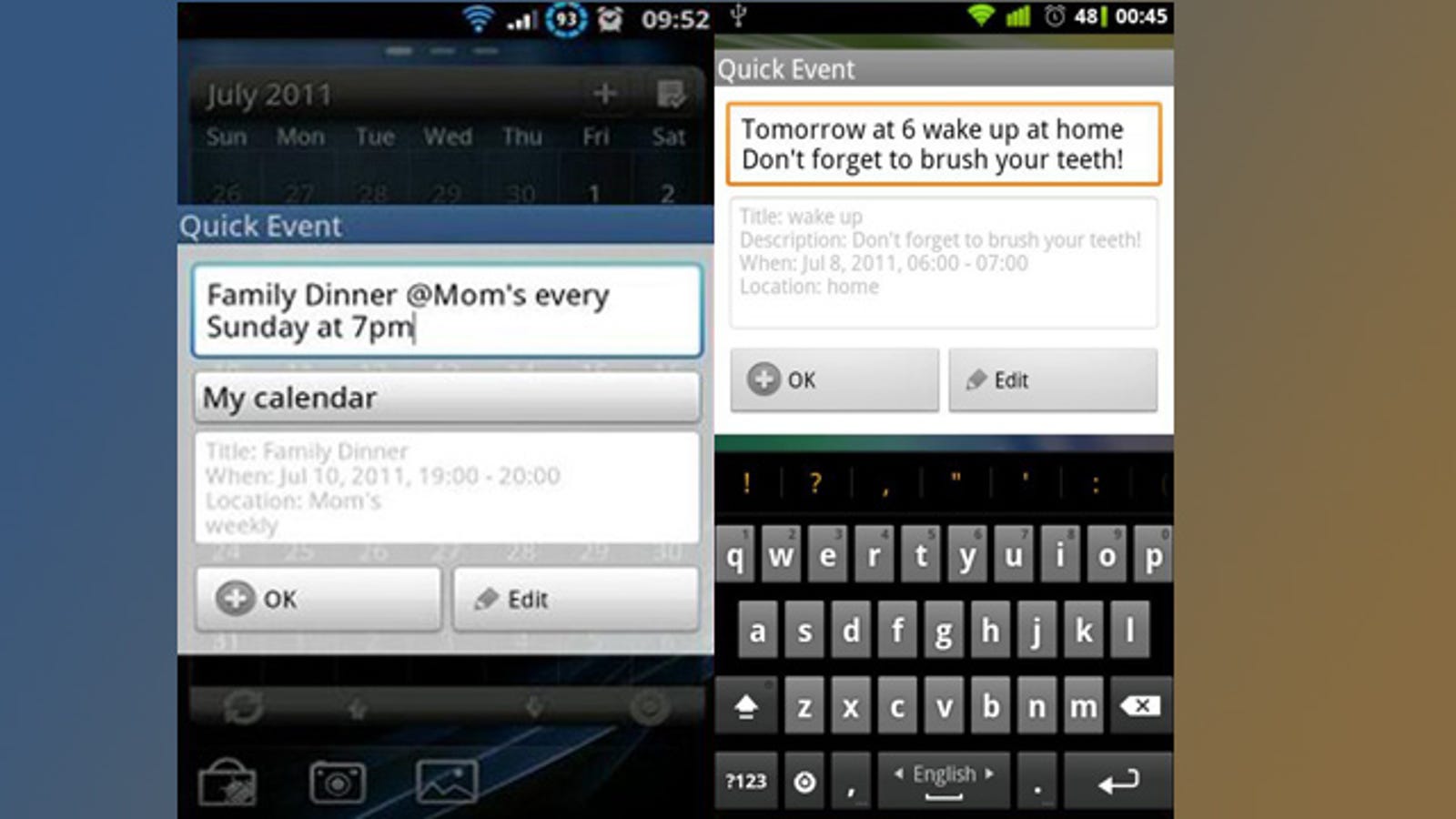 Quick Event Adds Google Calendar "Quick Add" to Your Android