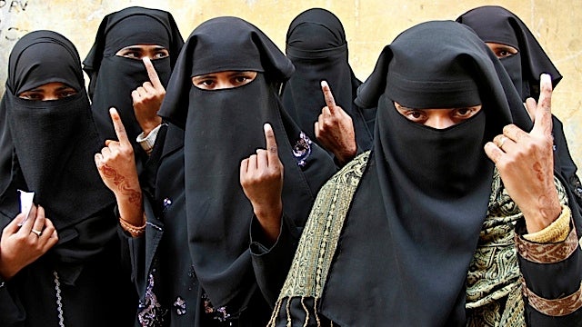 Muslim Women Give The Voting Finger