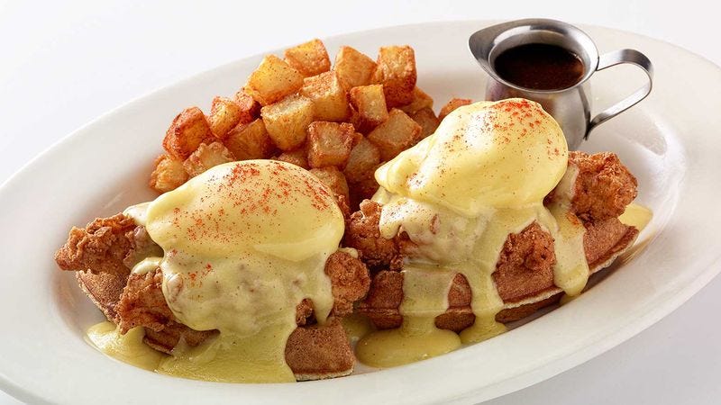 One of the offending dishes, Cheesecake Factory's Fried Chicken And Waffles Benedict (Photo: The Cheesecake Factory)