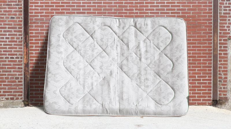 Illustration for article titled Man Grateful To Live In Society Where Mattress Disappears If Left On Sidewalk For A Couple Days