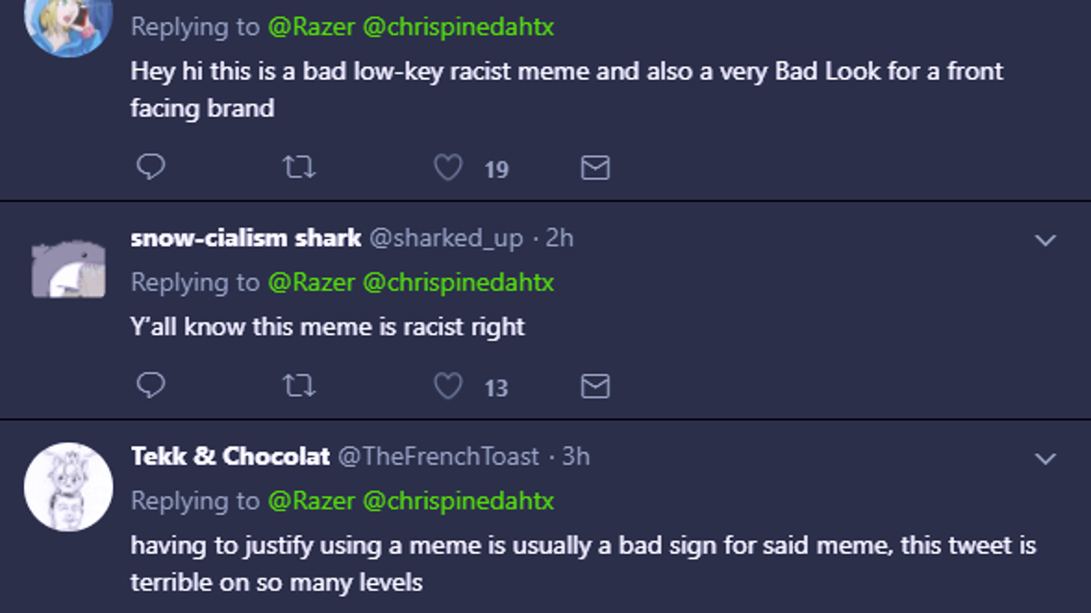 Does Razer Know It Posted A Racist Meme Updated