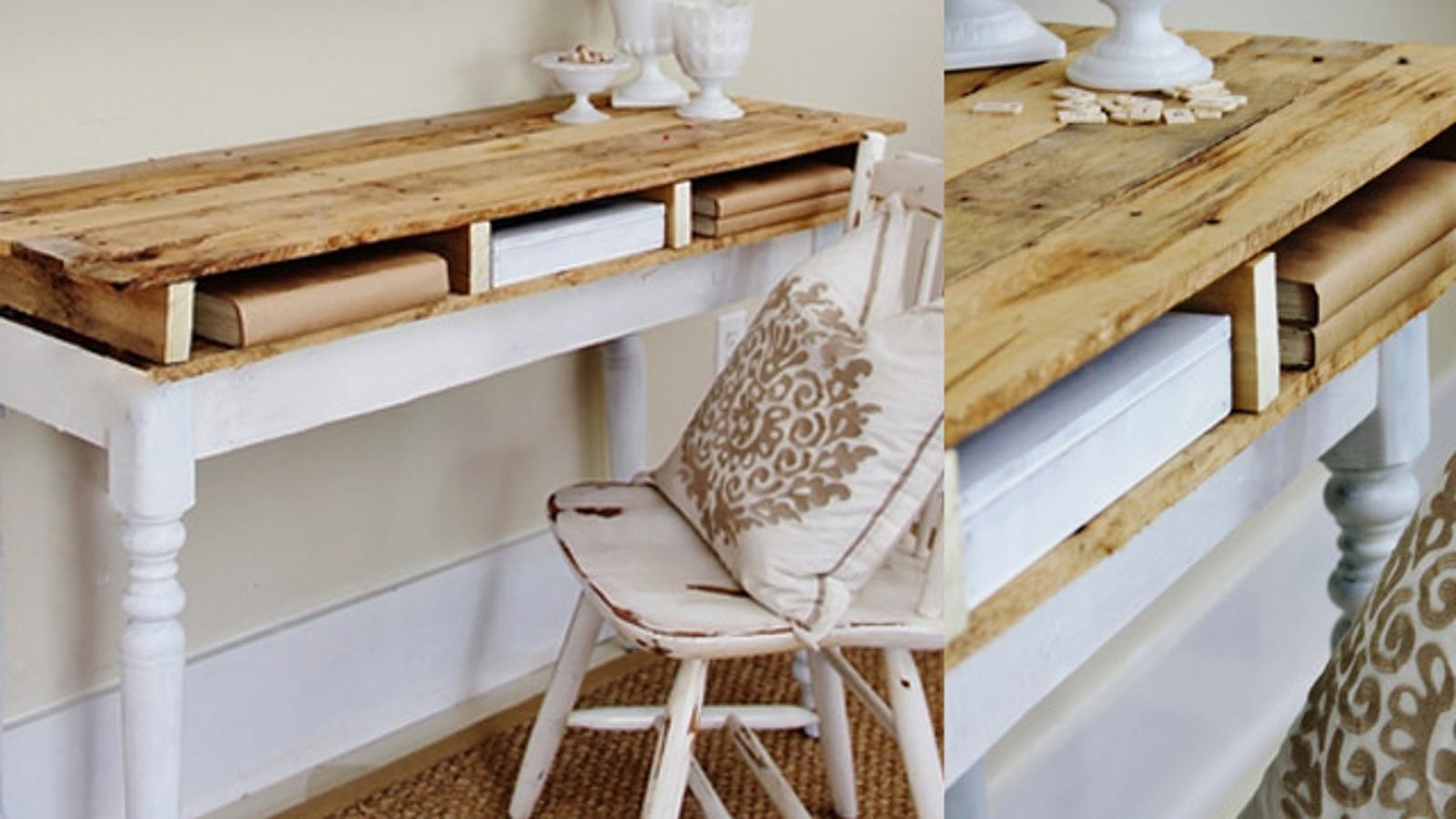 this diy pallet desk gives you a cubby for papers and