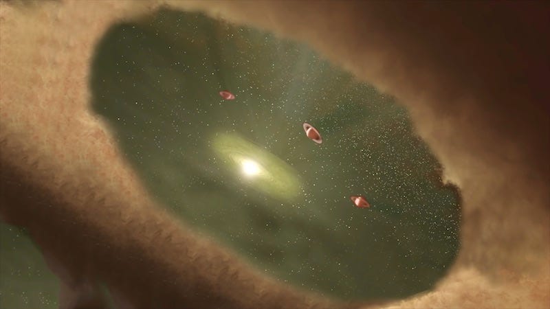 Illustration for article titled Los astrónomos asisten por primera vez en la historia al nacimiento de un planeta