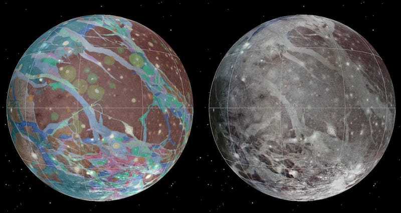 Illustration for article titled Behold the first geological map of Ganymede, Jupiter's largest moon