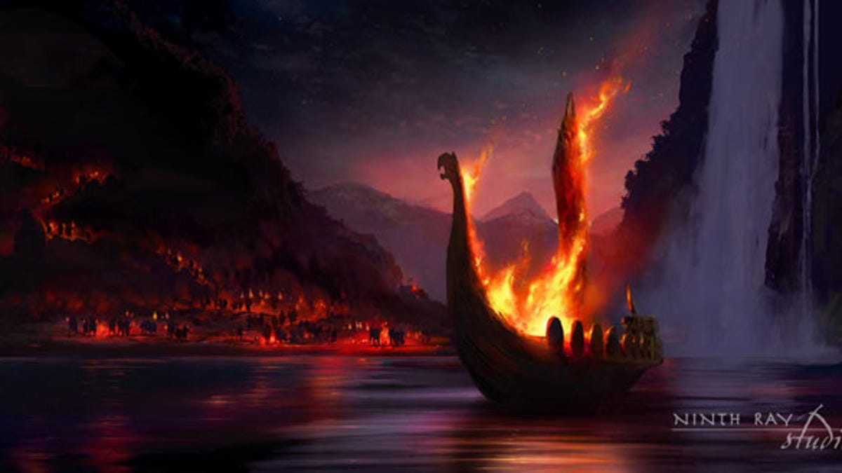 Image of Viking funeral viking ship burial