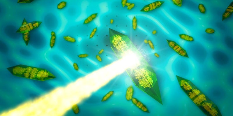 Artist’s representation of X-rays passing through a crystal. Credit: SLAC National Accelerator Laboratory.