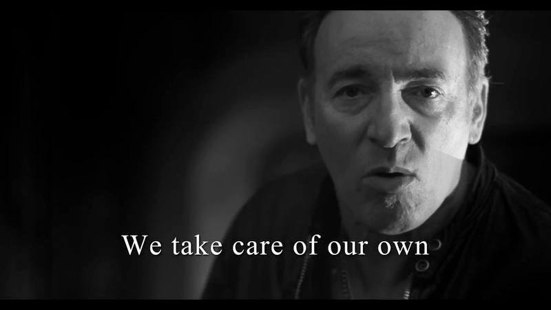 Illustration for article titled Today in music videos: Bruce Springsteen invites you to sing along with "We Take Care Of Our Own"