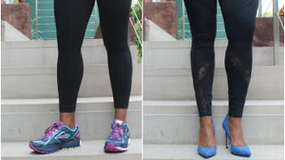 Working out: Vimmia Active leggings and Brooks Running shoes; hanging out: Fabletic leggings and Charles David shoesRobbie Ann Darby
