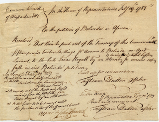 Transcription of Belinda’s Petition to the Massachusetts General Court on Feb. 14, 1783 Original manuscript, Massachusetts Archives