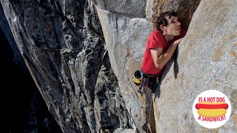 Illustration for article titled Hey Free Solo’s Alex Honnold, is a hot dog a sandwich?