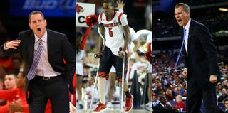 Mike Rice (Al Bello/Getty); Kevin Ware (Andy Lyons/Getty); coach Andy Enfield (Tom Pennington/Getty)