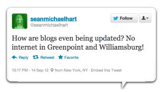 Illustration for article titled Twitter Reacts to the Great Williamsburg Internet Outage of 2012