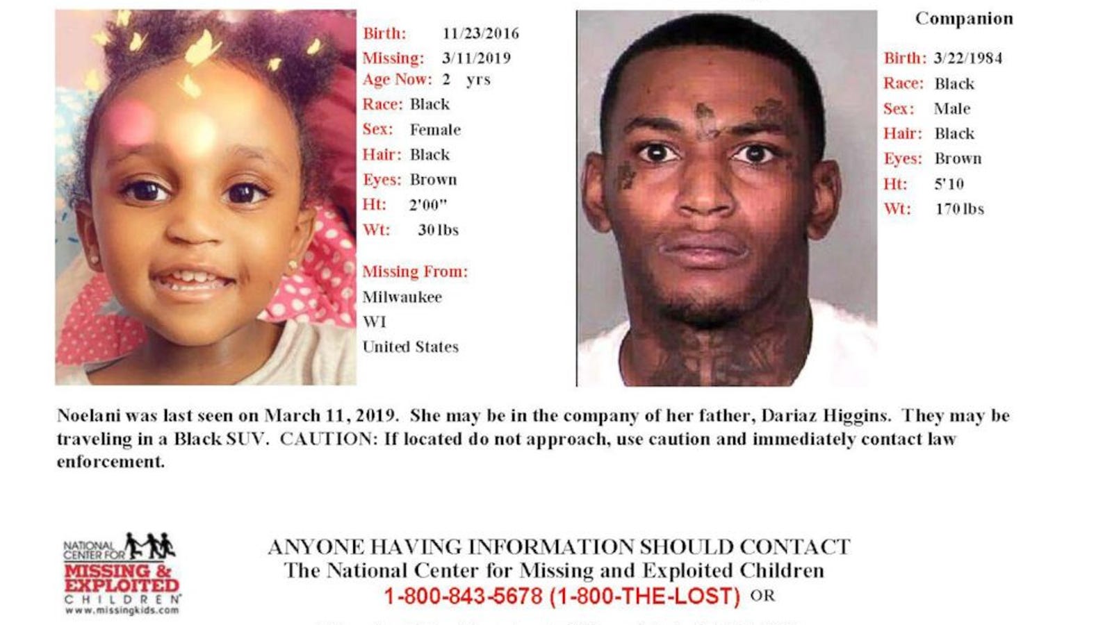 Remains of 2-Year-Old Noelani Robinson Believed Found in Southern Minnesota, Authorities Say