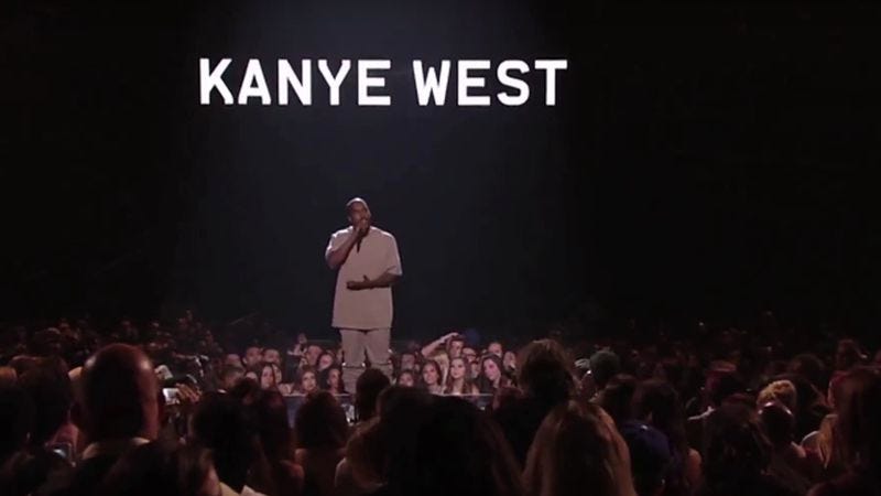 Illustration for article titled Here’s Kanye West’s VMA speech recut as a stand-up act