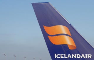 Icelandairâs logo on the tail wing of a Boeing 757ALEXANDER KLEIN/AFP/Getty Images